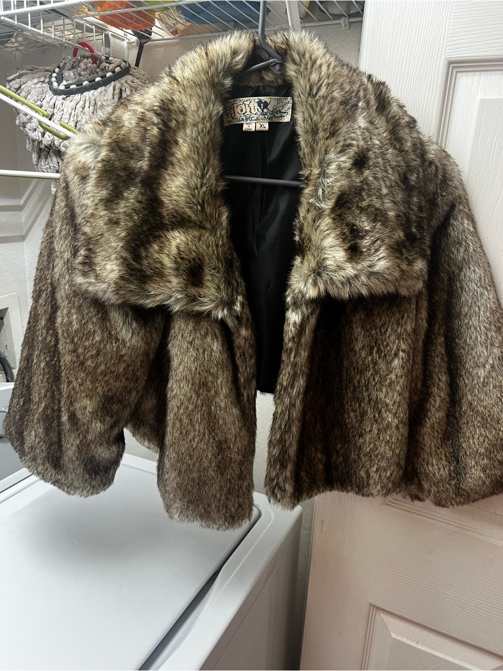 Jolt Brown Faux Fur Coat with Black Lining